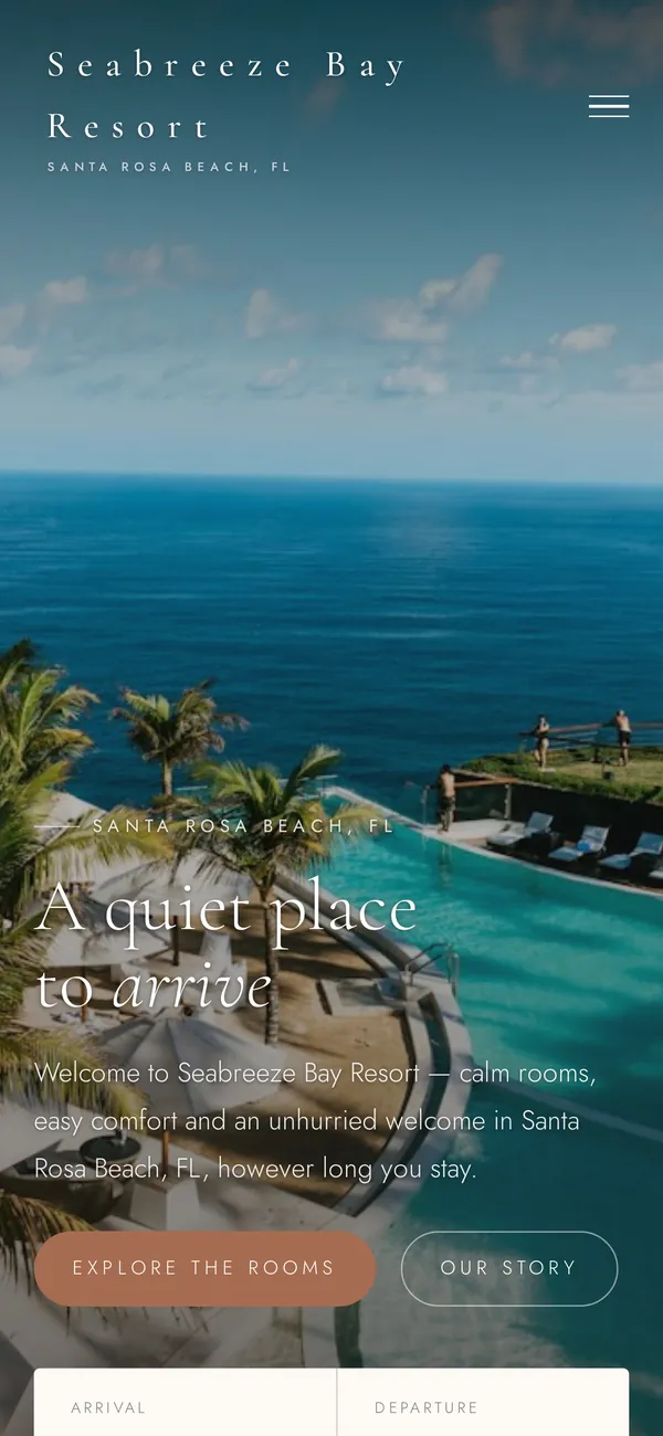 The same hotel website on a phone