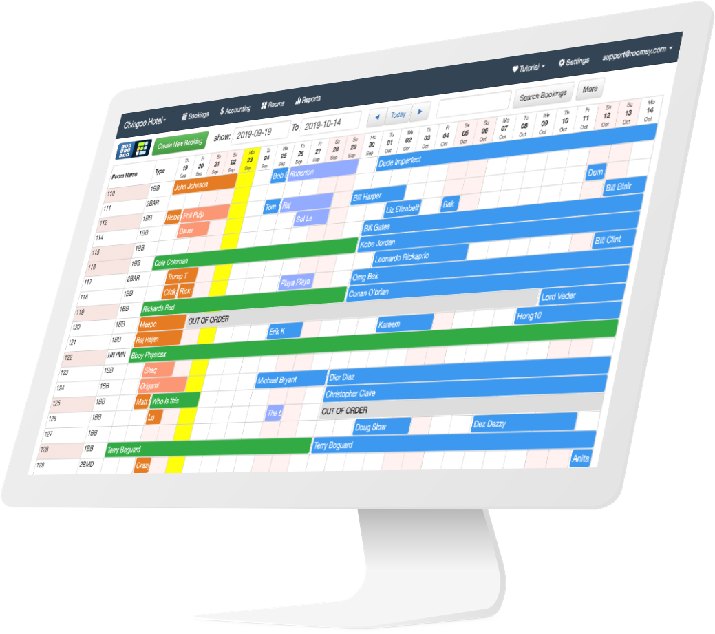 Roomsy booking calendar on iMac